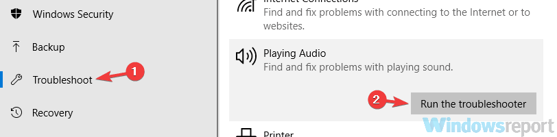Run the Playing Audio troubleshooter