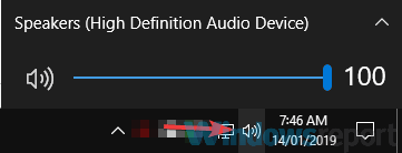 Check volume is not muted in Windows taskbar