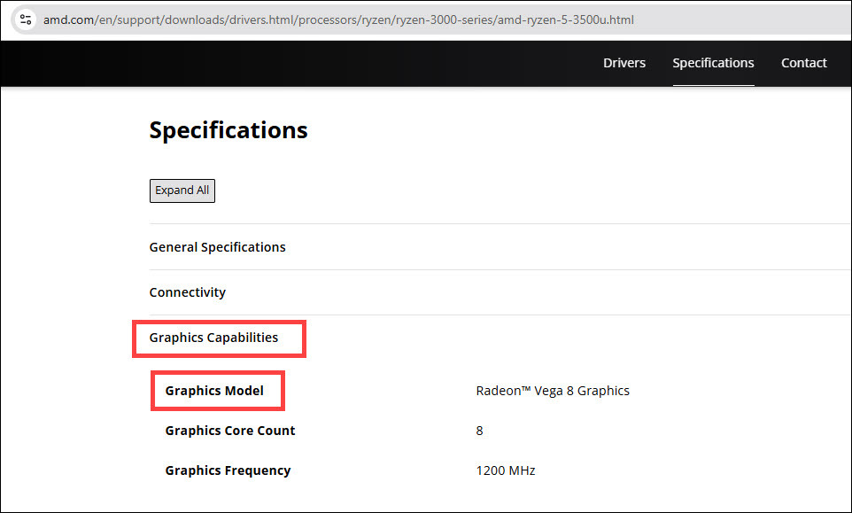 AMD processor integrated graphics capabilities section