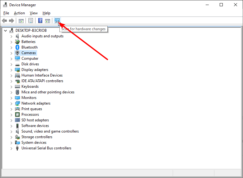 Scan for hardware changes