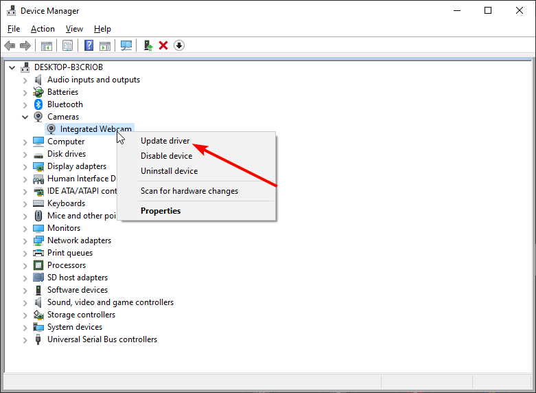Select Update driver option