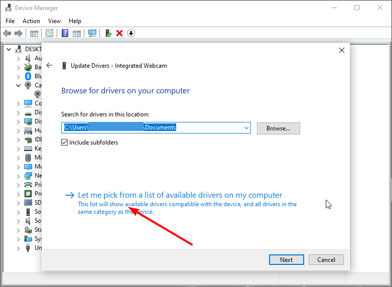 Let me pick from a list of available drivers