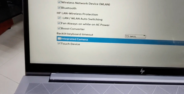 Check camera settings in BIOS UEFI
