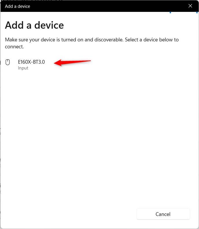 Windows 11 Add a device window highlighting Bluetooth mouse