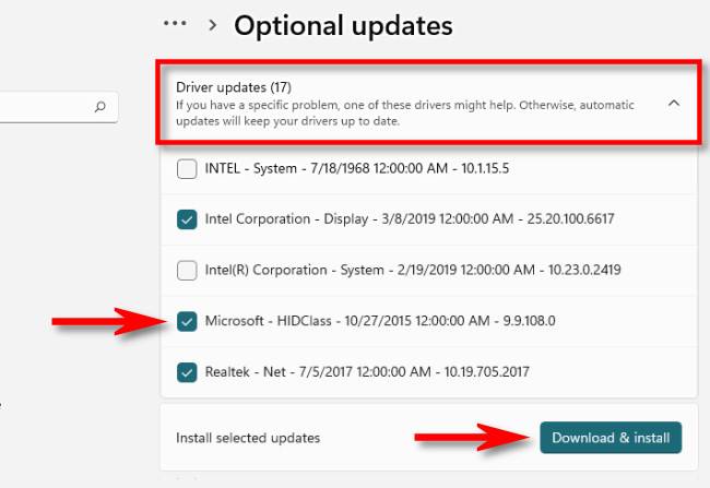 Optional Updates in Windows 11