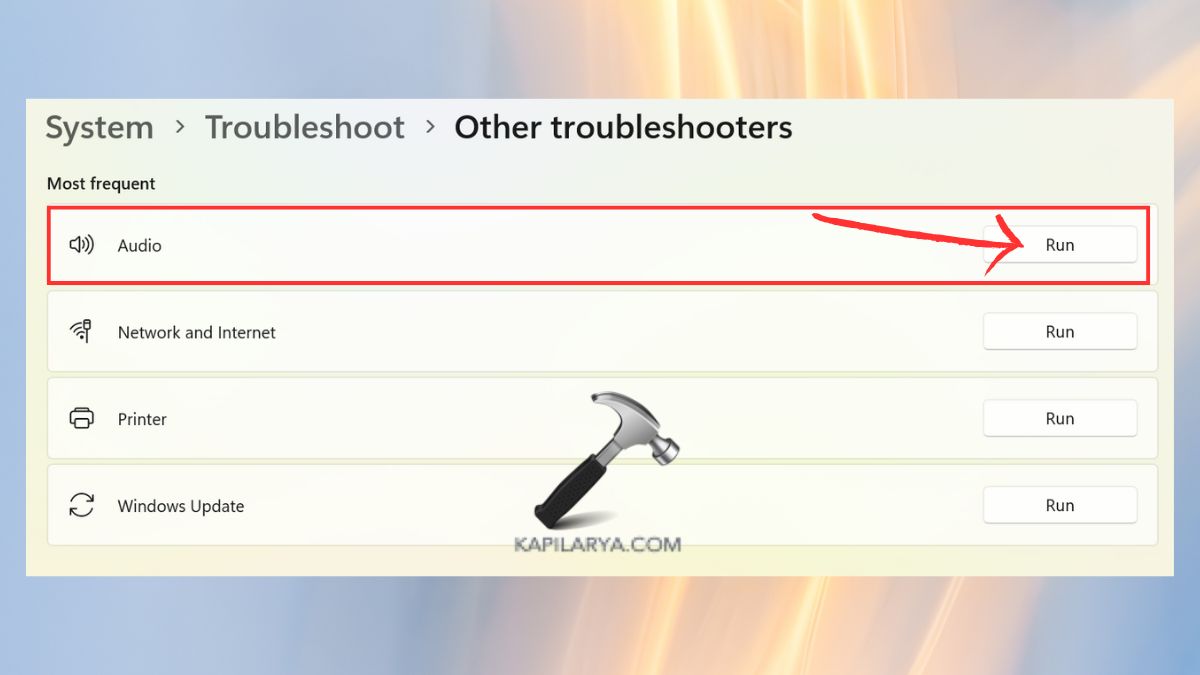 Run Audio Troubleshooter in Windows 11 System Settings