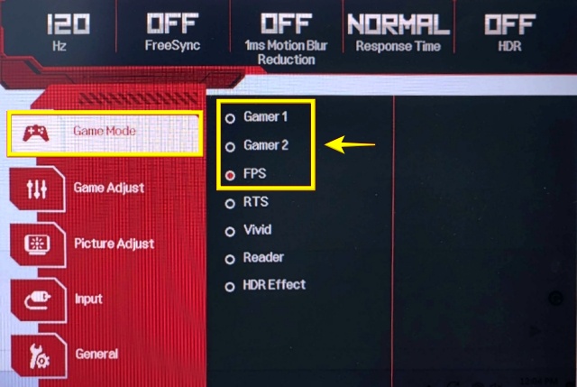 Changing picture profile on an LG Ultragear monitor