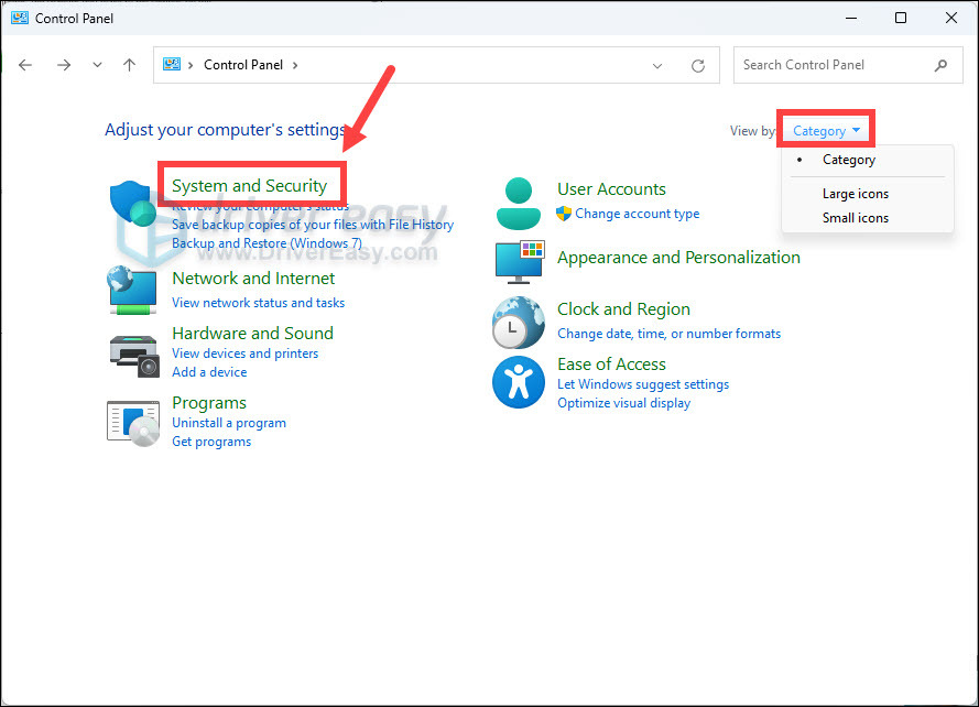 Control Panel System and Security