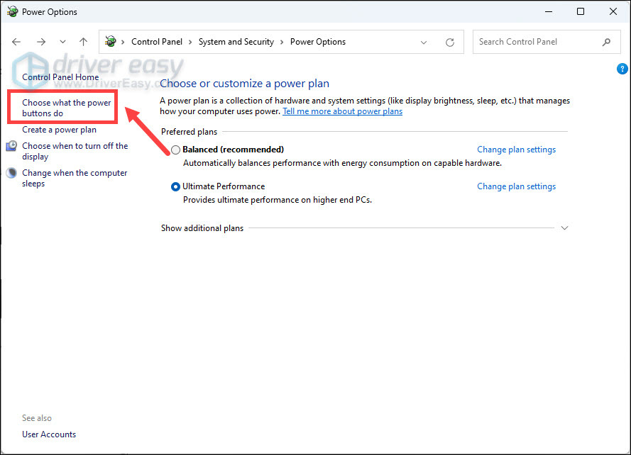 Choose what power buttons do