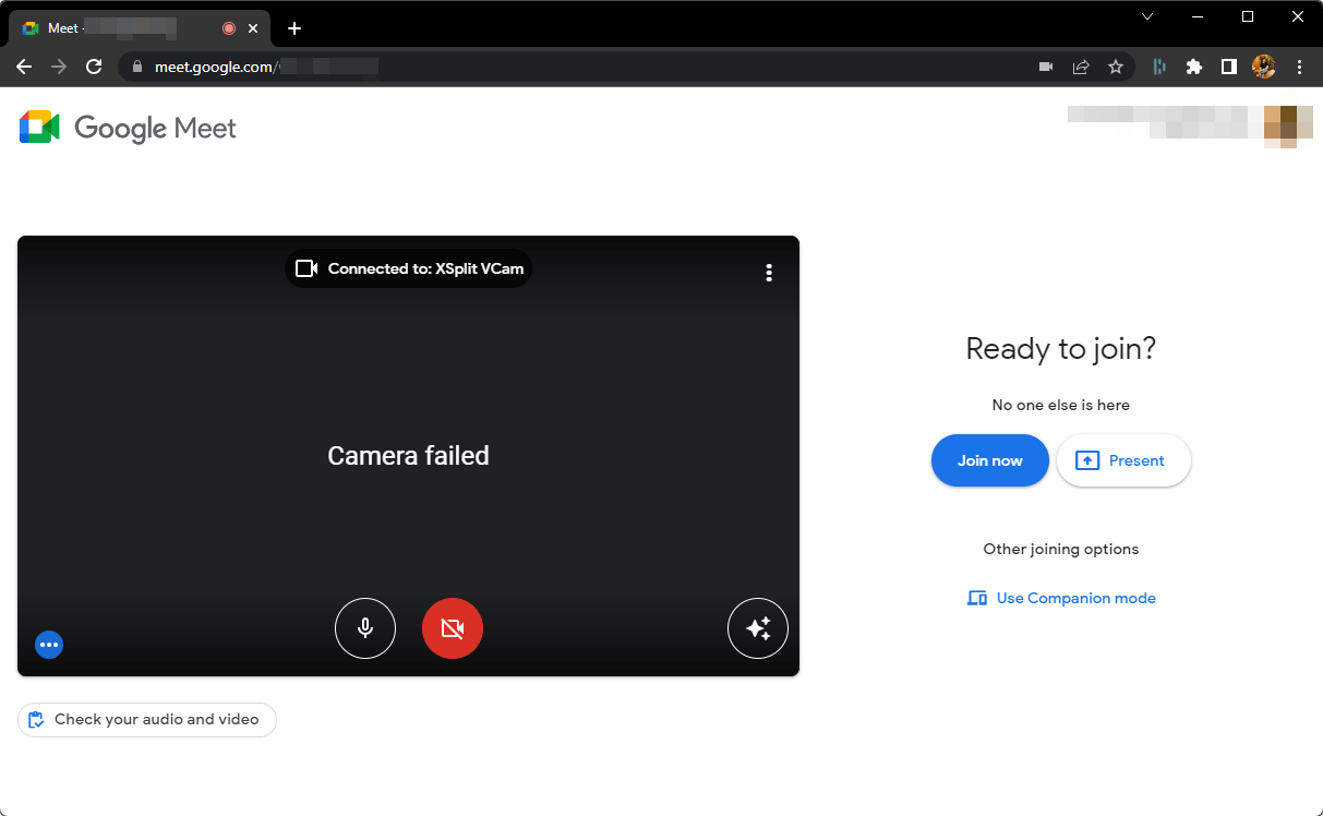 Screenshot webcam not working on chrome